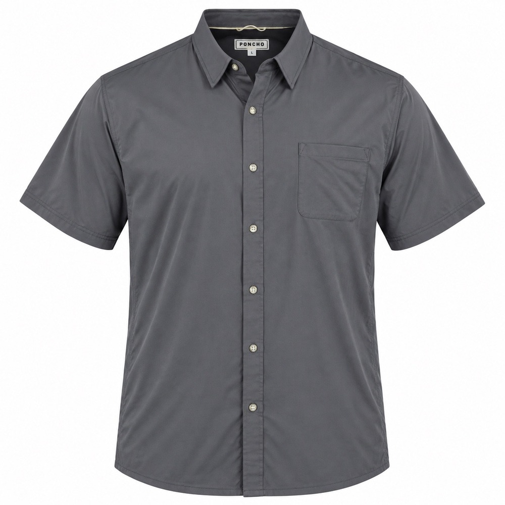 Poncho Mens Shirt XL Nylon Spandex Gray Outdoor Fishing Short Sleeve Button Down